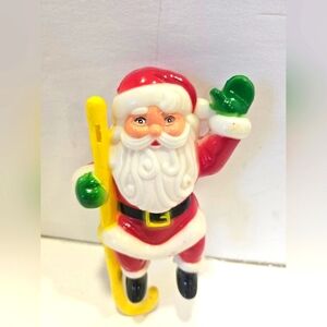 Vintage JSNY Christmas Santa Claus Stocking Hanger Holder 6.5” Plastic Hong Kong